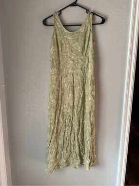 R&K Originals Sage Green Midi Dress Size 8 Floral Rayon Sleeveless Cottagecore